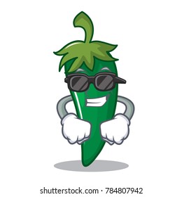 Super cool green chili character cartoon
