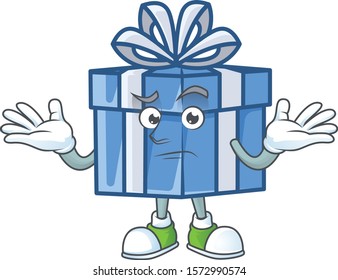 Super Cool Grinning blue gift box mascot cartoon style