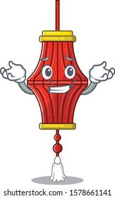 Super Cool Grinning chinese paper lanterns mascot cartoon style