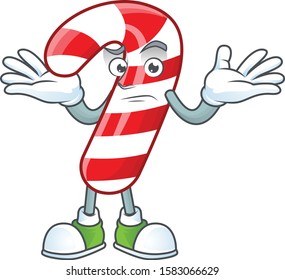 Super Cool Grinning christmas candy cane mascot cartoon style