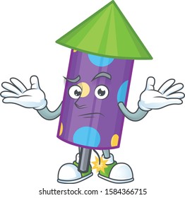 Super Cool Grinning dot fireworks rocket mascot cartoon style