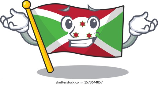 Super Cool Grinning flag burundi mascot cartoon style