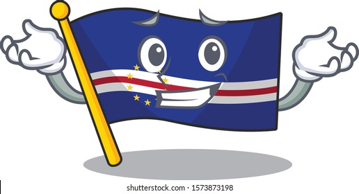 Super Cool Grinning flag cape verde mascot cartoon style
