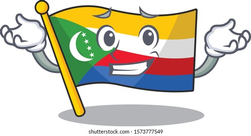 Super Cool Grinning flag comoros mascot cartoon style