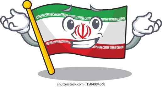 Super Cool Grinning flag iran mascot cartoon style