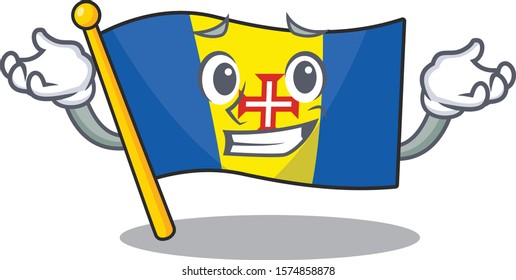 Super Cool Grinning flag madeira mascot cartoon style