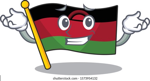 Super Cool Grinning flag malawi mascot cartoon style