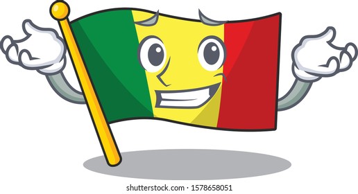 Super Cool Grinning flag mali mascot cartoon style