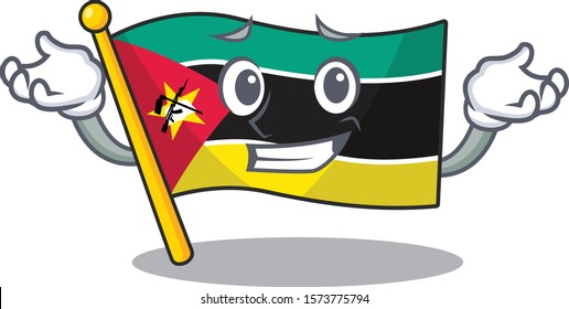 Super Cool Grinning flag mozambique mascot cartoon style