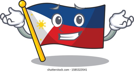 Super Cool Grinning flag philippines mascot cartoon style