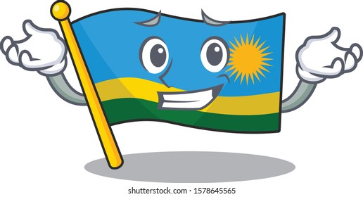 Super Cool Grinning flag rwanda mascot cartoon style