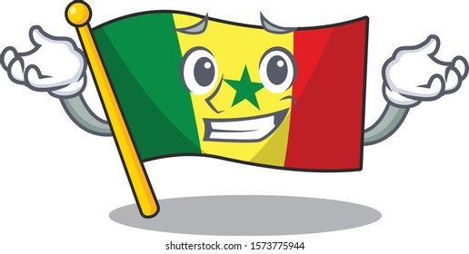 Super Cool Grinning Flag Senegal mascot cartoon style