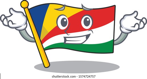 Super Cool Grinning flag seychelles mascot cartoon style