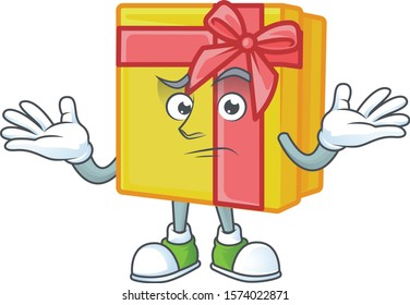 Super Cool Grinning yellow gift box mascot cartoon style