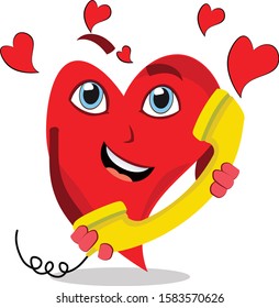 super cool happy funny heart lovely character talking over phone