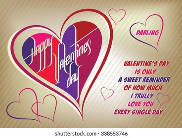 A Super Cool "Happy Valentine's Day Darling" - Custom Style Calligraphy Card
