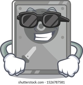 Super cool hard drive internal mascot isolated cartoon