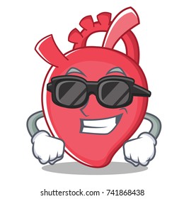 Super cool heart character cartoon style