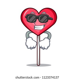 Super cool heart lollipop character cartoon