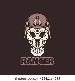 super cool illustration design of a veteran soldier's skull head that looks like a zombie, very suitable for t-shirt or merchandise design