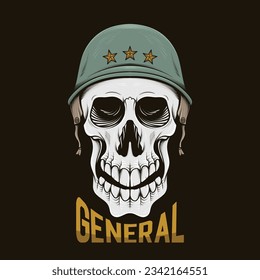 super cool illustration design of a veteran soldier's skull head that looks like a zombie, very suitable for t-shirt or merchandise design