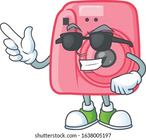 Super cool instan camera mascot character wearing black glasses
