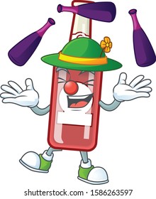 Super cool Juggling champagne red bottle mascot cartoon style