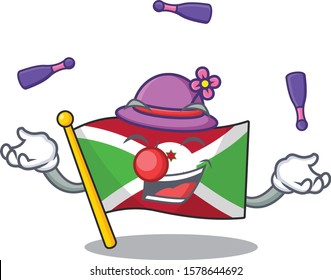 Super cool Juggling flag burundi mascot cartoon style