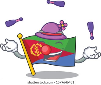 Super cool Juggling flag eritrea mascot cartoon style