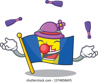 Super cool Juggling flag madeira mascot cartoon style