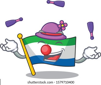 Super cool Juggling flag sierra leonemascot cartoon style
