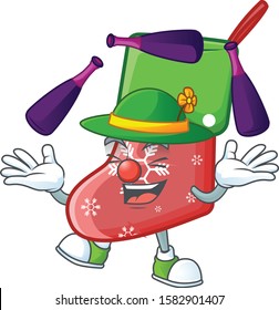 Super cool Juggling santa socks mascot cartoon style