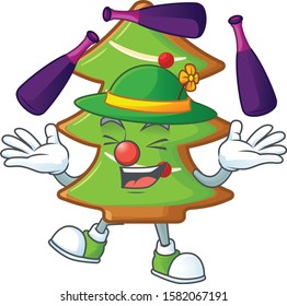 Super cool Juggling trees cookies mascot cartoon style