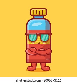 super cool juice bottle character mascot isolated cartoon in flat style