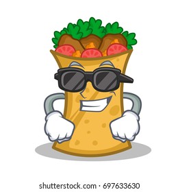 Super cool kebab wrap character cartoon