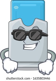 Super cool key card character wearing black glasses