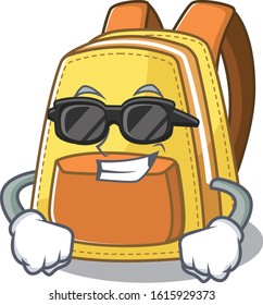 Super cool kids school backpack character wearing black glasses