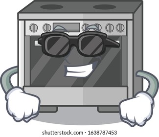 Super cool kitchen stove character wearing black glasses