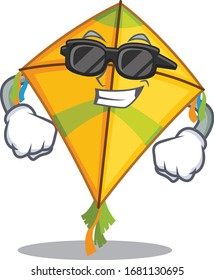 Super cool kite mascot character wearing black glasses