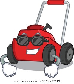 Super cool lawnmower isolated cartoon