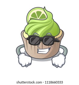 Super cool lemon cupcake character cartoon