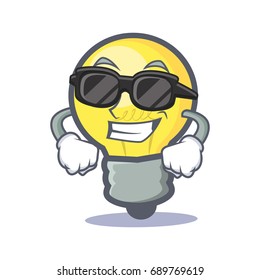 Super cool light bulb character cartoon