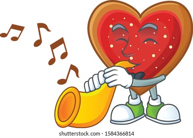 Super cool love cookies cartoon character performance with trumpet