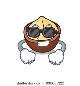 Super cool macadamia character cartoon style