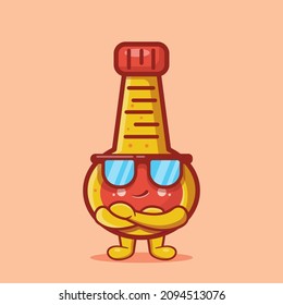 Super cool mayonnaise bottle character isolated cartoon in flat style