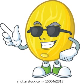 Super cool melon cartoon character on white background