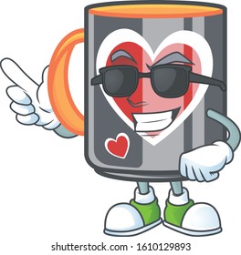 Super cool mug love character wearing black glasses