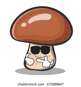 Super cool mushroom character cartoon