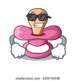 Super cool newborn is sucking a pacifier cartoon