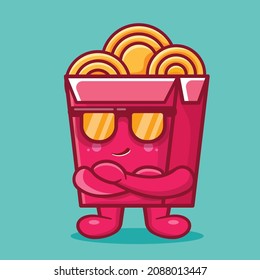 super cool noodle box character mascot isolated cartoon in flat style